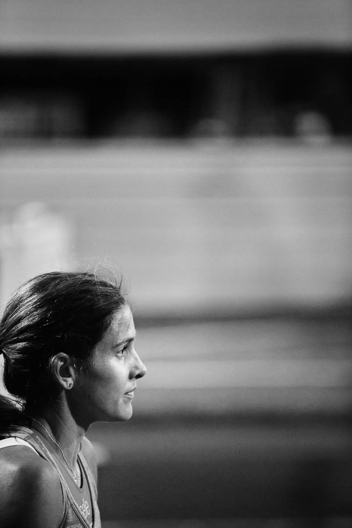 Kara Goucher after racing at the Portland Track Festival
