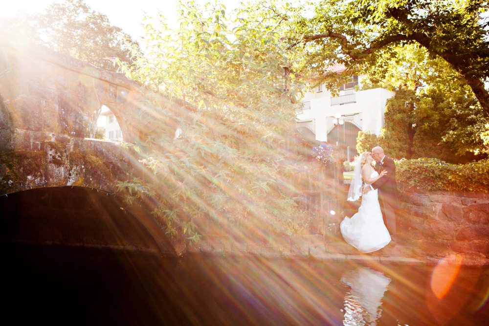 The Kiss - On a sunny day at Columbia Gorge Hotel Wedding