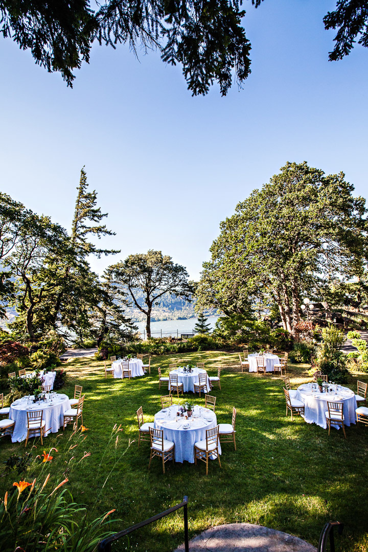 Outdoor Seating at the Columbia Gorge Hotel - Weddings at the Columbia Gorge Hotel look amazing with outdoor seating options